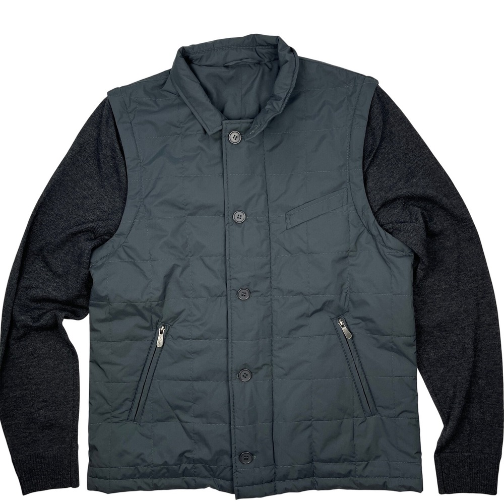 Rye 51 Rhett Quilted Vest Jacket Merino Wool Blend Sleeve Gray Sz 40 Convertible